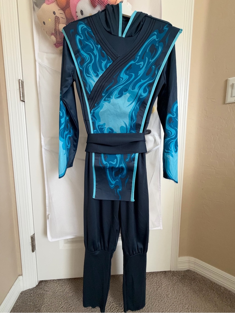 Preowned Target Kids Blue and Teal Flame Ninja Costume